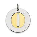Sterling Silver GP Initial O Double Plate Round Charm