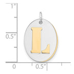 Sterling Silver Gold-plated L Initial Double Oval Plate Charm