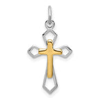 Sterling Silver Platinum-plated & Vermeil Cross Pendant