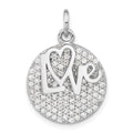 Sterling Silver Polished CZ Love Circle Pendant