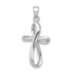 Sterling Silver Rhodium-plated Polished Cross Pendant
