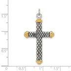Sterling Silver, Gold-tone, Blk Rhod Criss Cross Design Cross Pendant