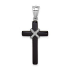 Sterling Silver Rhodium-plated Onyx Cross Pendant