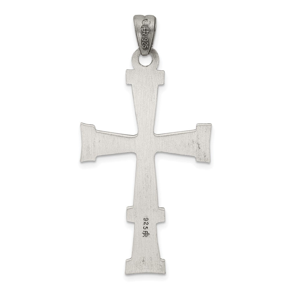 Sterling Silver Antiqued, Polished and Brushed Latin Cross Pendant