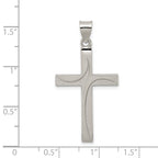 Sterling Silver Textured, Brushed and Polished Latin Cross Pendant