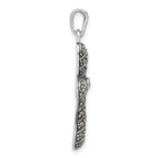 Sterling Silver Antiqued Marcasite Cross Pendant