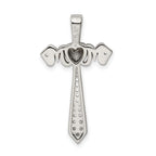 Sterling Silver Polished Rhodium & Rose Gold-plated Mom CZ Cross Pendant