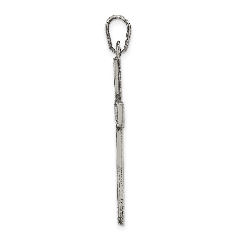 Sterling Silver Antiqued, Polished and Brushed Latin Cross Pendant