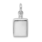 Sterling Silver Rhodium-plated Polished Rectangular Ash Holder Pendant