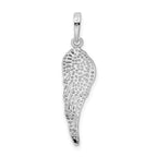 Sterling Silver Rhodium-plated Polished/Textured Angel Wing Pendant