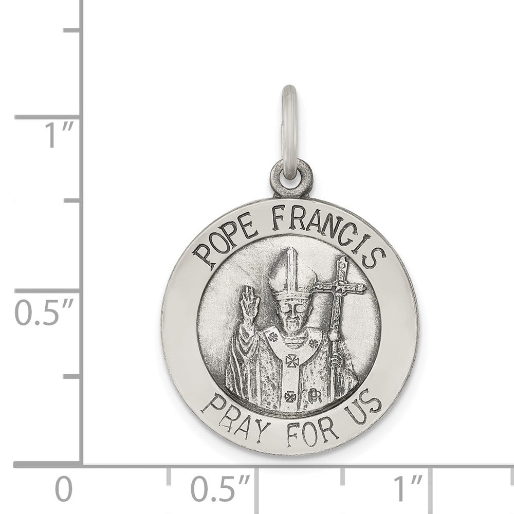 Sterling Silver Antiqued and Brushed Pope Francis Medal