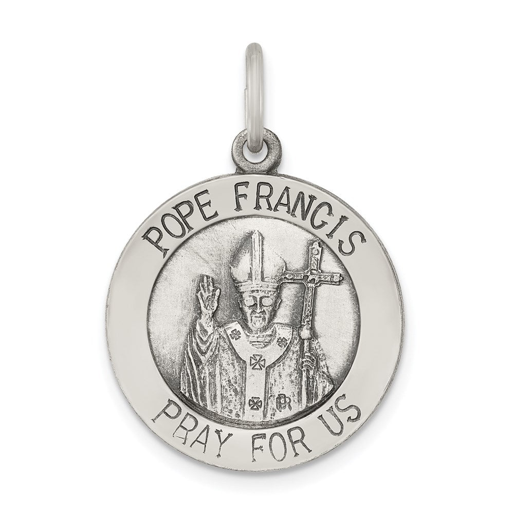 Sterling Silver Antiqued and Brushed Pope Francis Medal