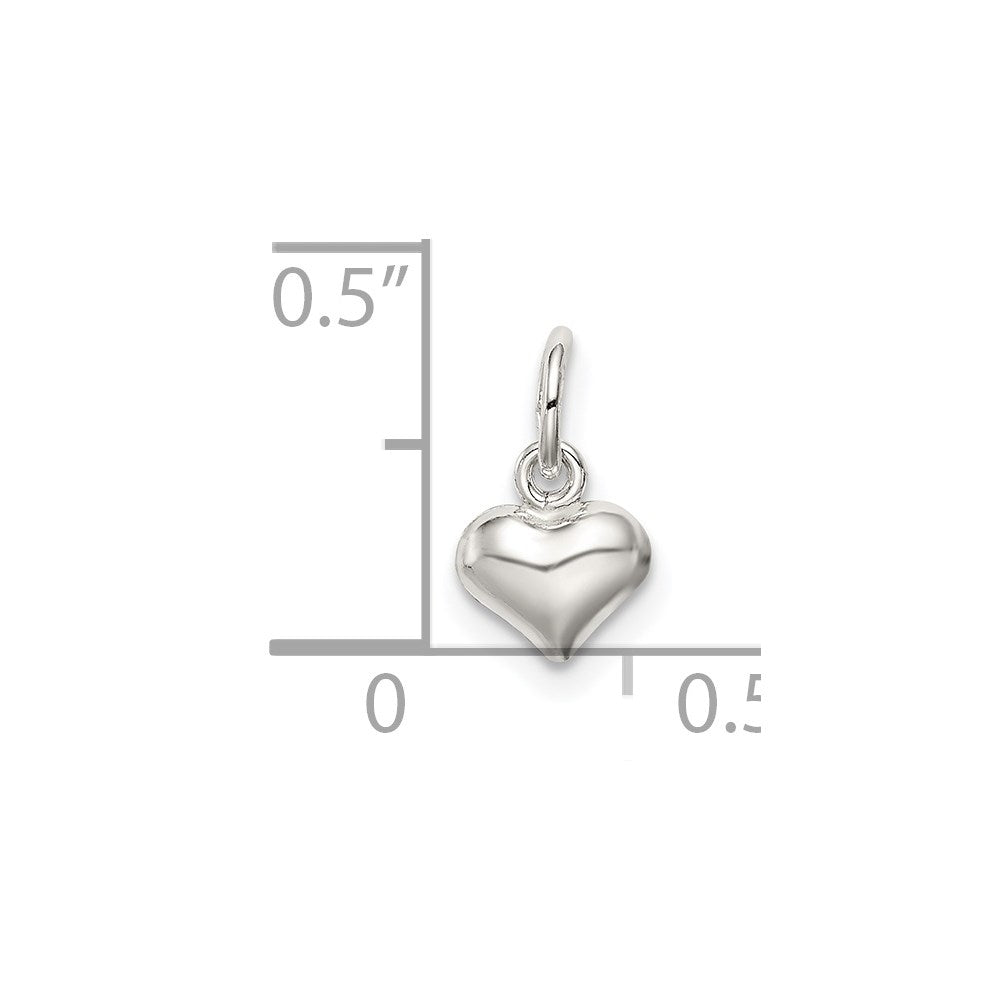 Sterling Silver Polished Puff Heart Charm