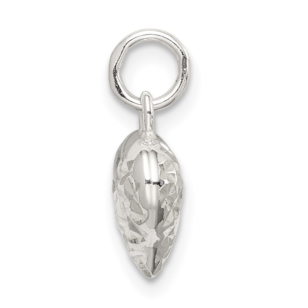 Sterling Silver Polished Diamond-cut Puff Heart Charm