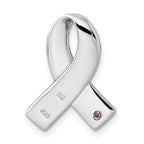 Sterling Silver Rhodium-plated Pink CZ Awareness Ribbon Pendant