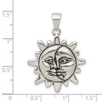 Sterling Silver Antiqued Sun & Half Moon Face Pendant