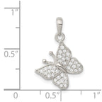 Sterling Silver Rhodium-plated CZ Butterfly Pendant