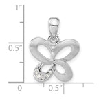 Sterling Silver Satin CZ Butterfly Pendant