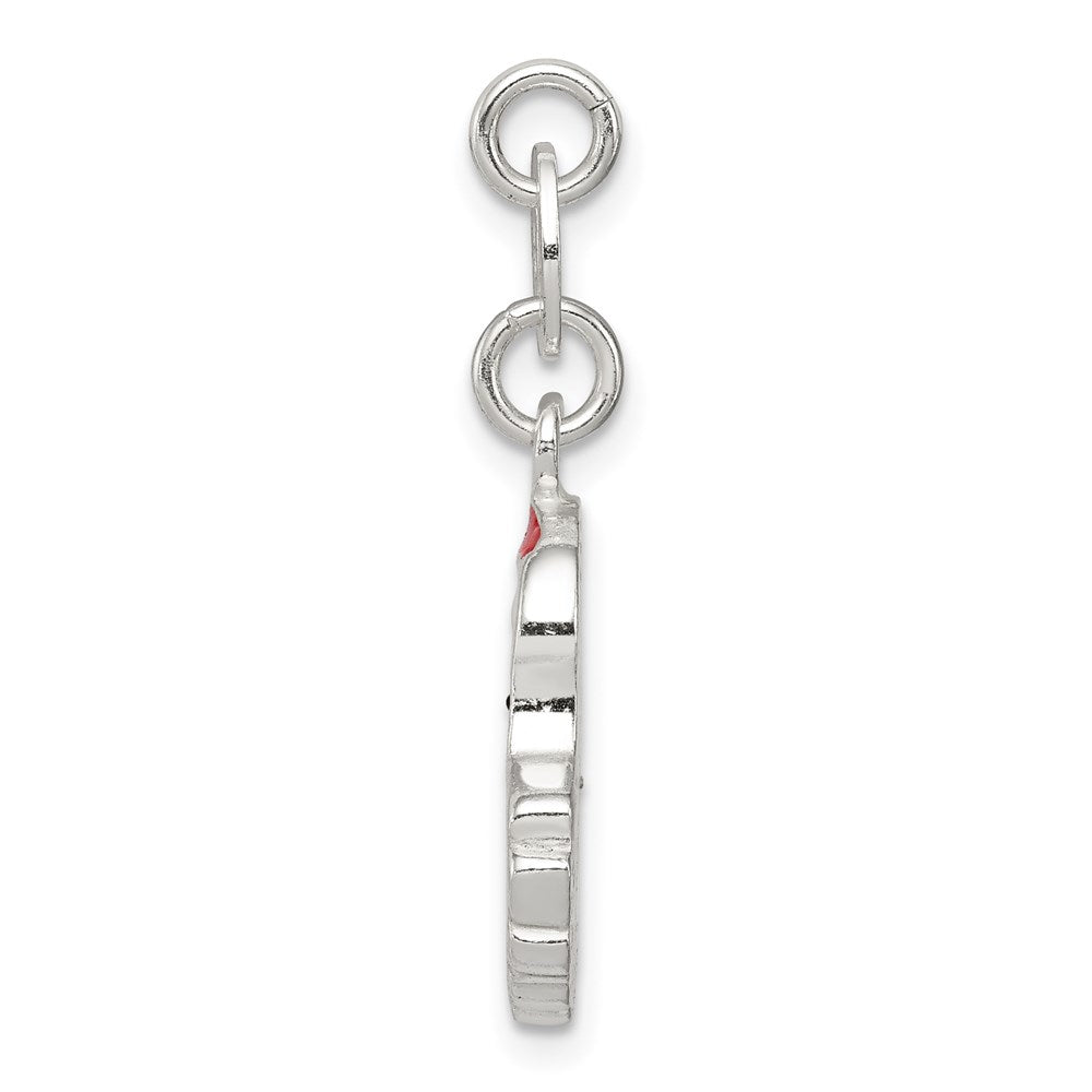 Sterling Silver Polished Enamel Santa Charm