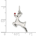 Sterling Silver Polished Enamel Reindeer Pendant