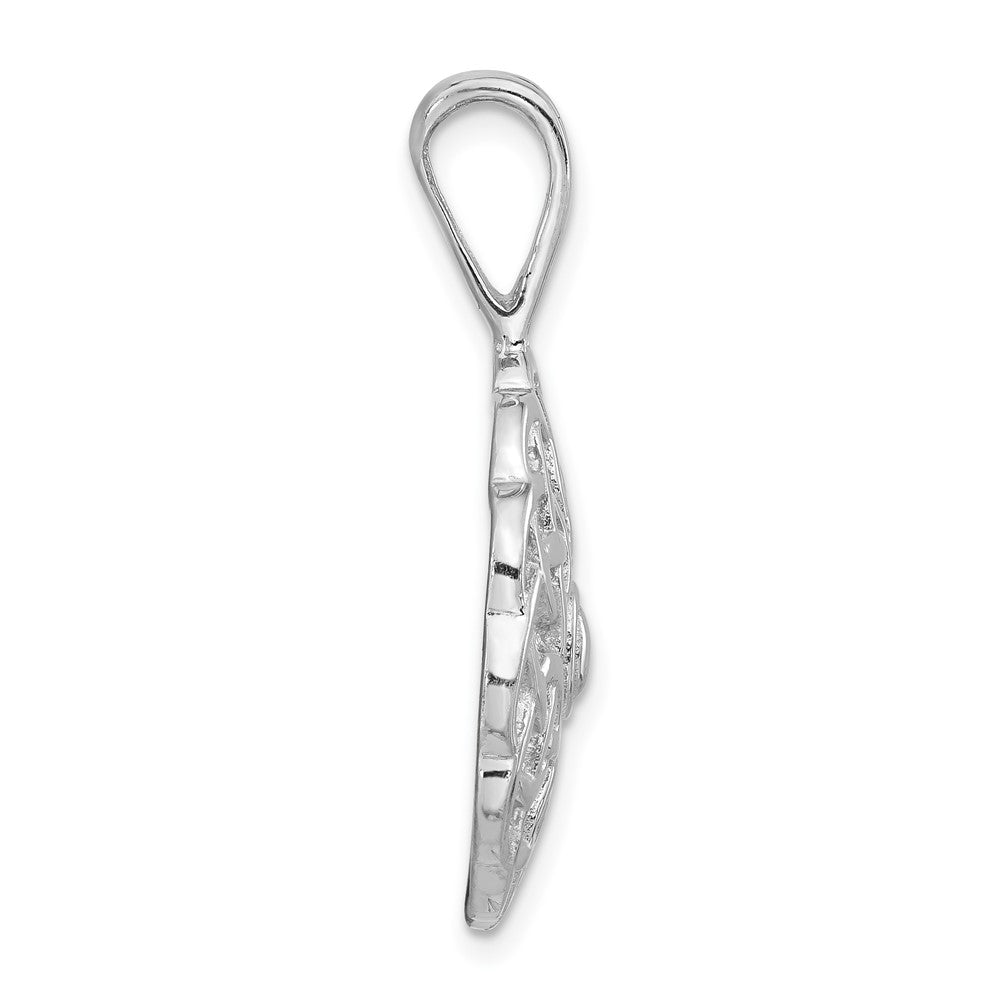 Sterling Silver Polished and Textured Fancy Circle Pendant