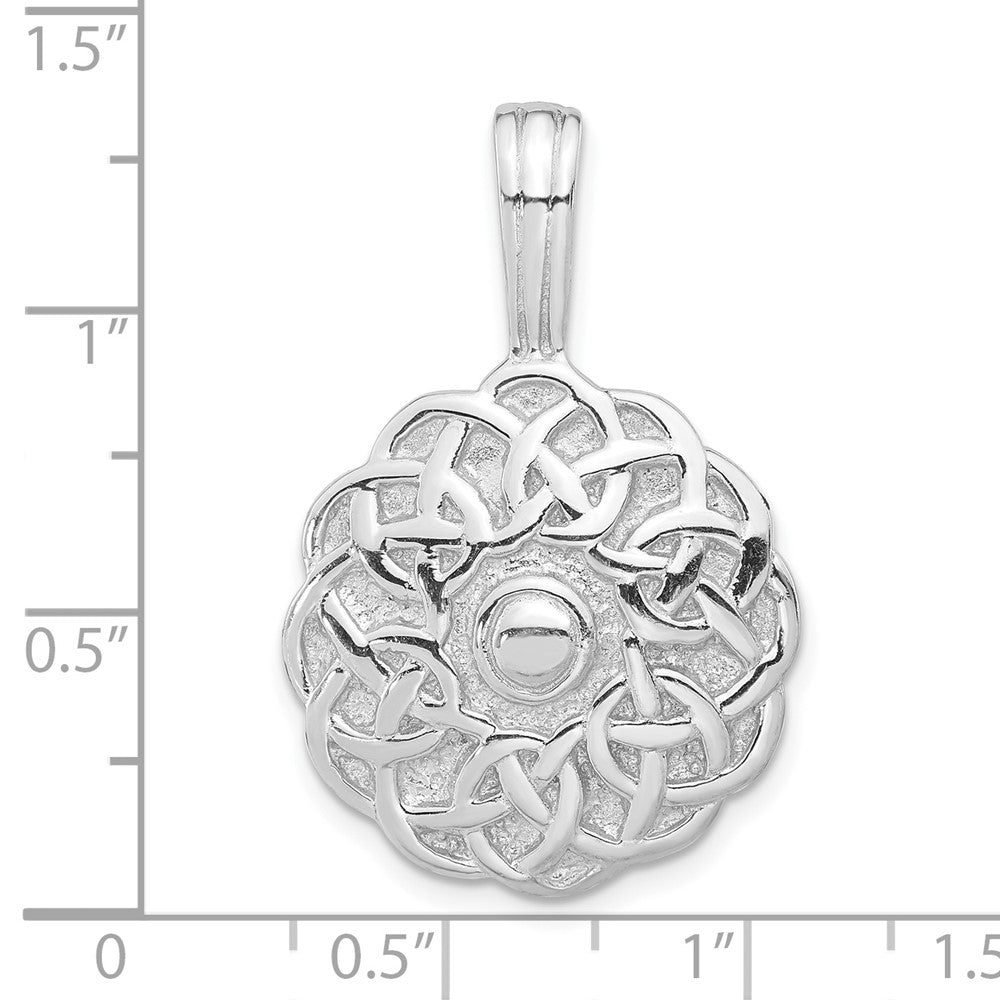 Sterling Silver Polished and Textured Fancy Circle Pendant