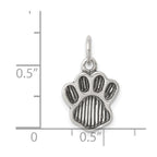 Sterling Silver Polished and Antiqued Paw Pendant