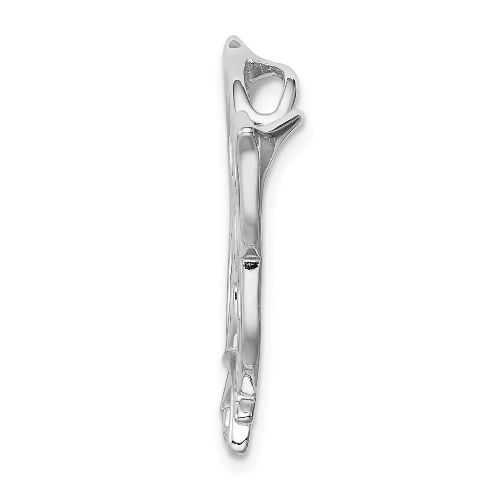 Sterling Silver Rhodium-plated Owl Chain Slide