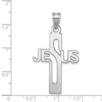 Sterling Silver Rhodium-plated Jesus Cross Extra Large Pendant