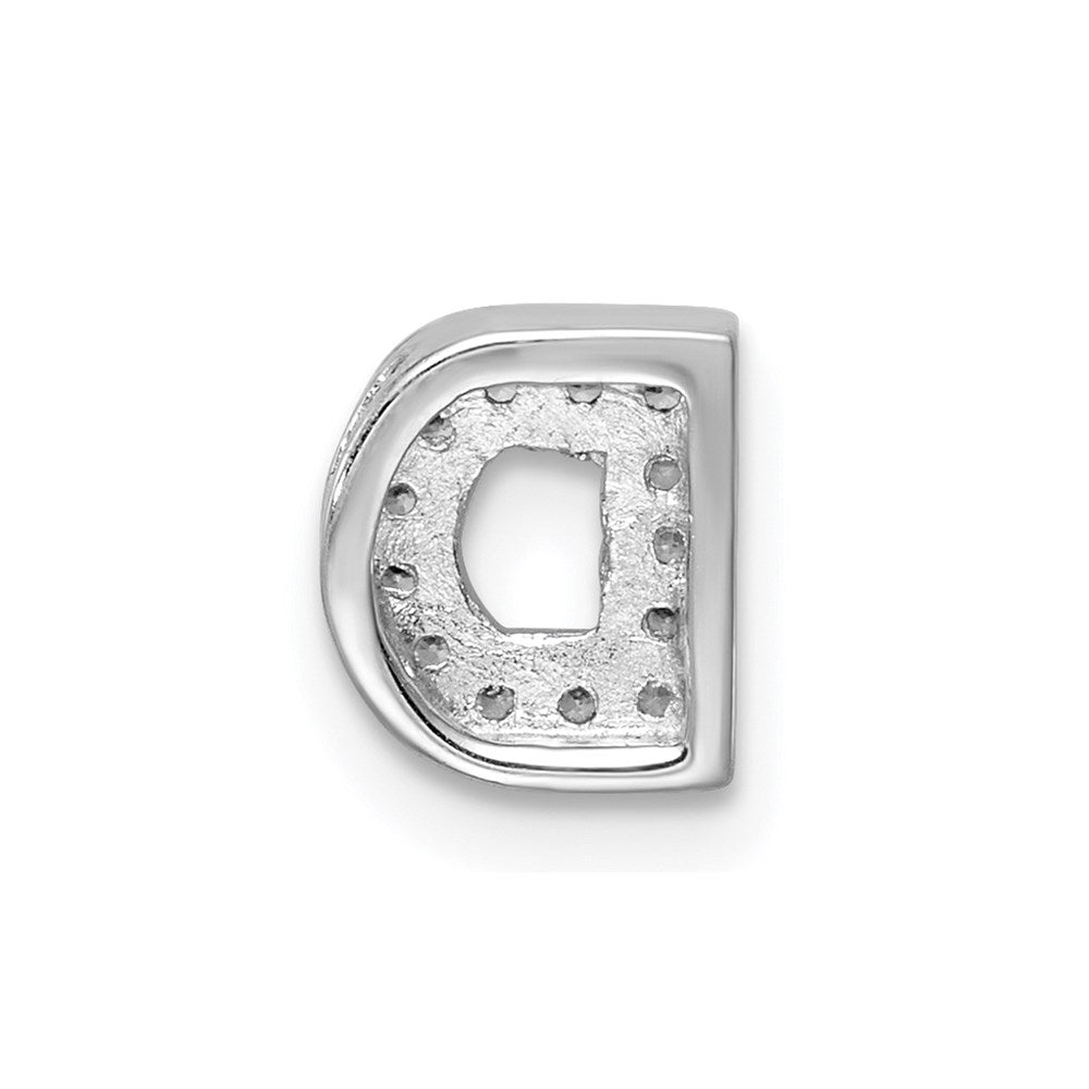 Sterling Silver Rhodium-plated CZ Letter D Initial Slide Charm