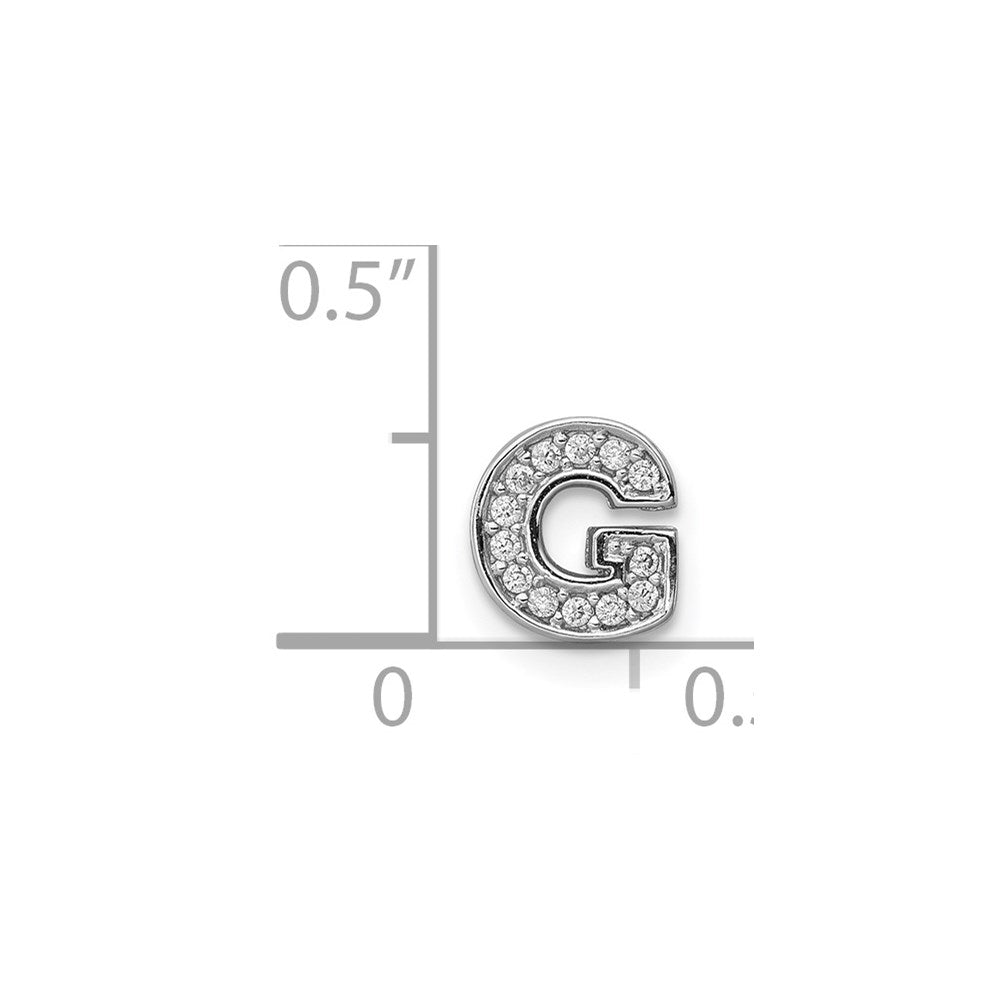 Sterling Silver Rhodium-plated CZ Letter G Initial Slide Charm