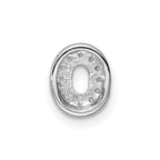 Sterling Silver Rhodium-plated CZ Letter O Initial Slide Charm