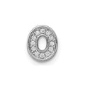 Sterling Silver Rhodium-plated CZ Letter O Initial Slide Charm