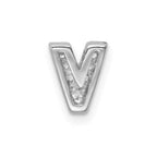Sterling Silver Rhodium-plated CZ Letter V Initial Slide Charm