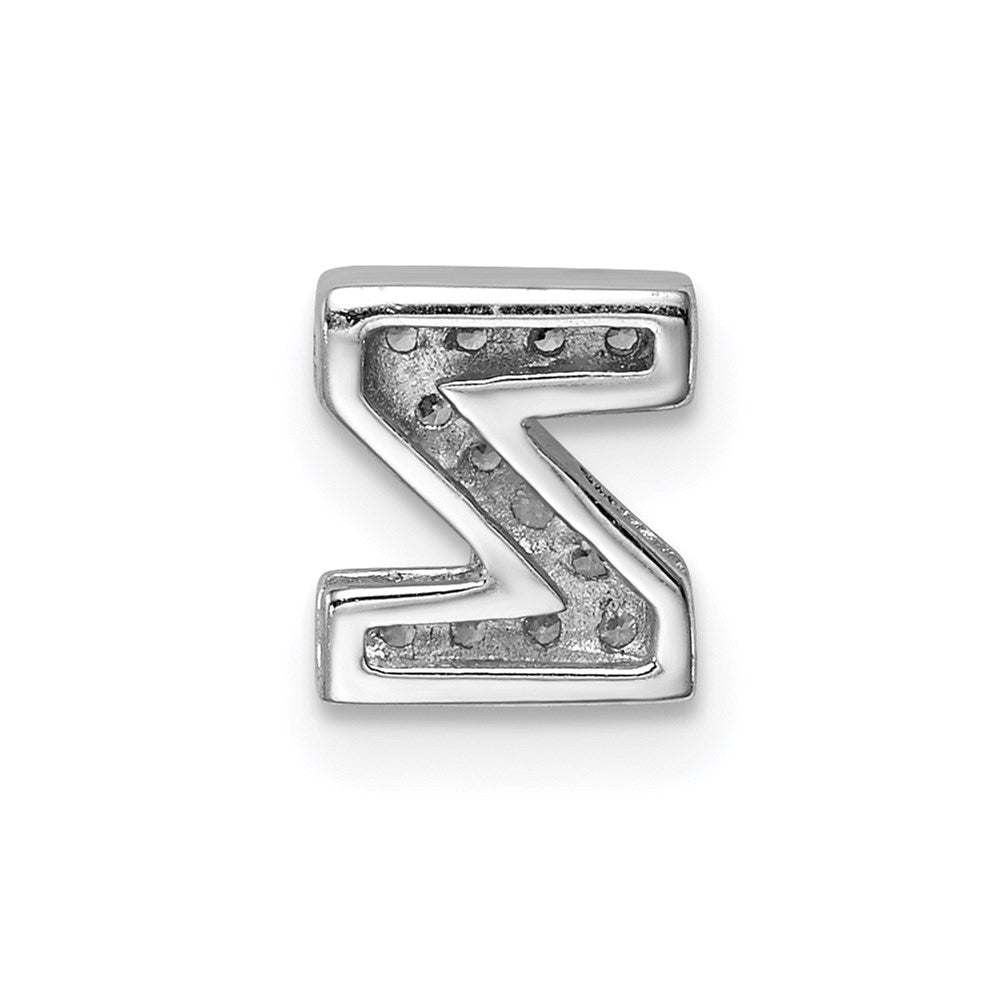 Sterling Silver Rhodium-plated CZ Letter Z Initial Slide Charm