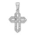 Sterling Silver Rhodium-plated Polished CZ Woven Cross Pendant