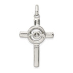 Sterling Silver Plat-plate Rose & Gold-tone Vibrant CZ Cross Pendant