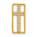 Sterling Silver Gold-tone Polished CZ Cross Slide