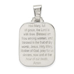Sterling Silver Satin & Polished Mary w/Hail Mary Prayer Pendant