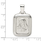 Sterling Silver Satin & Polished Mary w/Hail Mary Prayer Pendant