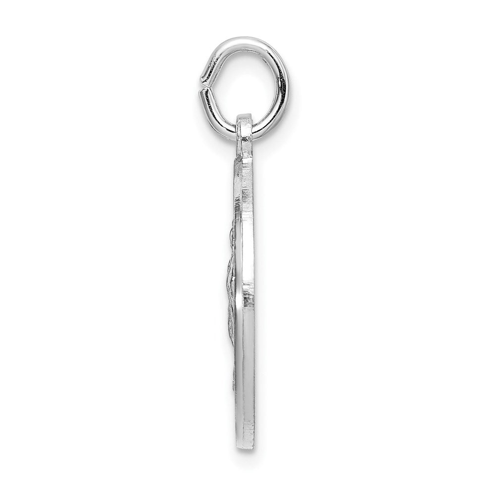 Sterling Silver Rhodium-plated Spanish Lady of Guadalupe Medal Pendant