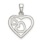 Sterling Silver Polished Red and Pink Enameled Hearts Pendant