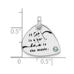 Sterling Silver RH-plate Crystal Antique Guitar Pick Pendant