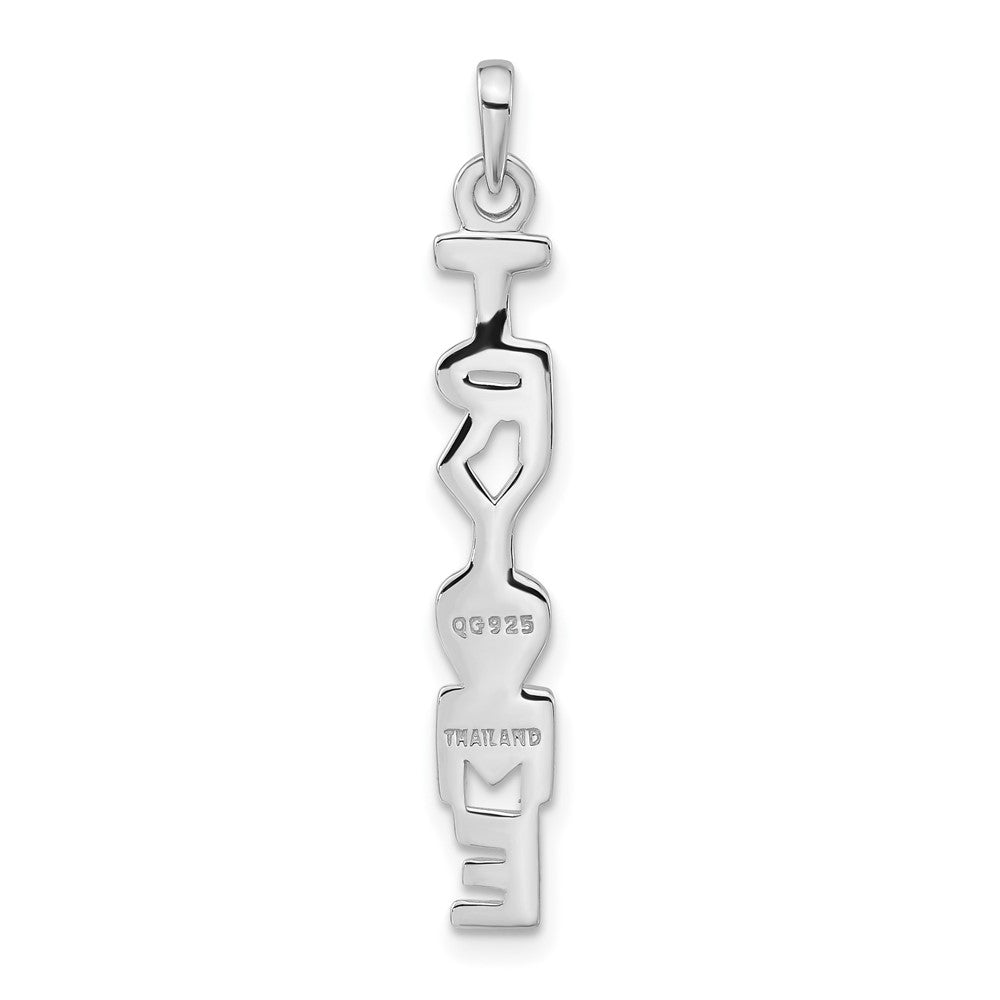 Sterling Silver Rhodium-plated Polished TRY ME Heart Pendant