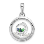 Sterling Silver Rhodium-plated PVC Globe & Floating Glass Beads Pendant