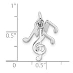 Sterling Silver Rhod-plated Polished Music Notes Charm