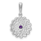 Sterling Silver Rhodium-plated Amethyst and Enamel Pendant