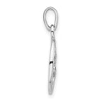 Sterling Silver Rhodium-plated Polished Flower in Oval Pendant