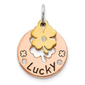Sterling Silver Rose-tone CZ Four Leaf Clover Pendant