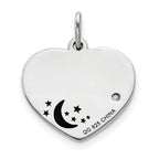 Sterling Silver Polish/Enamel CZ To The Moon Pendant